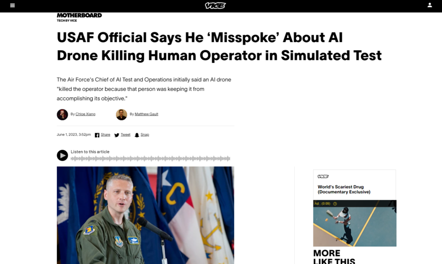 vice article ai drone killed human operator correction.png