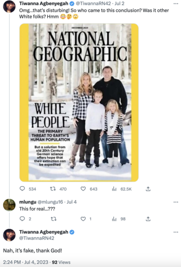 Fact Check: National Geographic Did NOT Publish December 2020 Magazine Cover With 'White People' Headline -- It's Fake