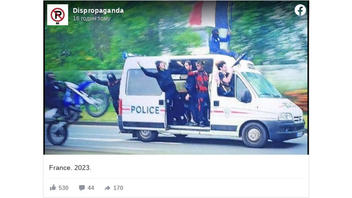 Fact Check: Image Does NOT Show French Protesters In Apparently Stolen Police Van In July 2023 -- It's From A Movie