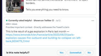 Fact Check: Twitter Community Note Falsely Claims Video In Benny Johnson Tweet Shows Paris Gas Explosion Aftermath