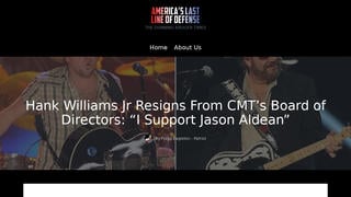Fact Check: Hank Williams Jr Did NOT Resign From CMT's Board of Directors To Support Jason Aldean -- Story Is From A Satire Site