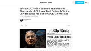 Fact Check: NO 'Secret CDC Report' Shows Hundreds Of Thousands Of Children 'Died Suddenly' Following Rollout Of COVID-19 Vaccines