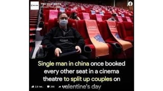 Fact Check: Image Does NOT Show Single Man In China Splitting Up Seats In Movie Theater On Valentine's Day