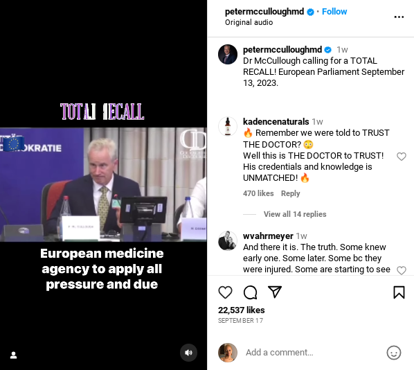 european parliament peter McCullough IG post.png