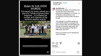 Fact Check: Biden Did NOT Reveal Plan To 'Increase The Number and Intensity of Extreme Weather Events'