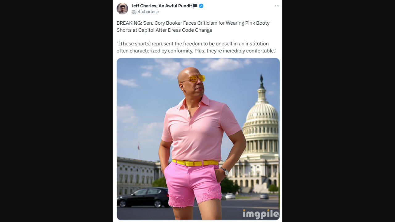 Fact Check: Sen. Cory Booker Did NOT Wear Pink Booty Shorts At Capitol After Dress Code Change -- It's Satire