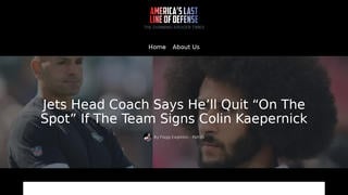 Fact Check: NO Evidence Jets Head Coach Says He'll Quit 'On The Spot' If Team Signs Colin Kaepernick