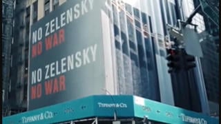 Fact Check: 'No Zelensky No War' Billboard Was NOT Displayed On New York's Fifth Avenue -- It Was Edited Into 2021 Video