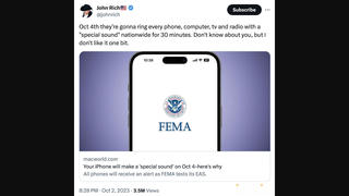 Fact Check: FEMA's October 4 Test Will NOT Send 'Special Sound Nationwide For 30 Minutes' On All Phones, Computers, TVs, Radios