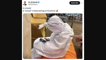 Fact Check: Photo Does NOT Show Gaza 'Corpse ... Texting On His Phone' -- Image Predates 2023 Conflict