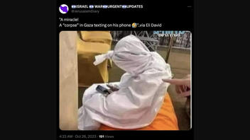 Fact Check: Photo Does NOT Show Gaza 'Corpse ... Texting On His Phone' -- Image Predates 2023 Conflict