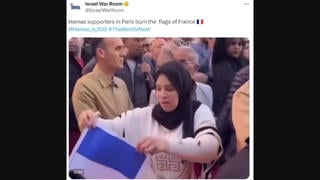 Fact Check: Video Does NOT Show 'Hamas Supporter' Burning French Flag In Paris 