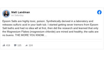 Fact Check: Bathing In Epsom Salts Is NOT 'Highly Toxic'