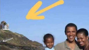 Fact Check: Photo Of Obama Family By The Ocean NOT Taken At 'Epstein Island' -- The Striped Building Was Added