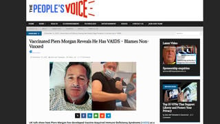 Fact Check: Vaccinated Piers Morgan Did NOT Reveal He Has VAIDS, Which Doesn't Exist