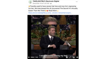 Fact Check: John Travolta Did NOT Promote Hair Growth Product 'RenewHair-X' -- Video Of Him Has Been Dubbed Over