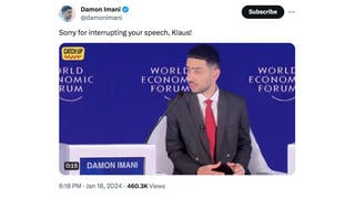 Fact Check: This Is NOT Real Video Of Social Media Personality Damon Imani Interrupting Klaus Schwab At WEF 2024 Davos Meeting With F-Word -- It's Satire
