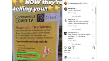 Fact Check: Flyer Listing 'Sudden Death' As Side Effect Is NOT An Authentic Government COVID-19 Vaccine Placard
