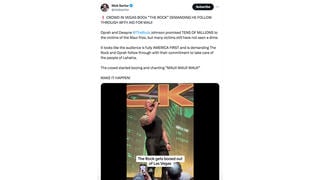 Fact Check: 'The Rock' Was NOT Booed In Las Vegas Over Lack Of Help To Victims Of Maui Wildfires