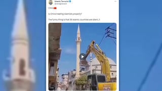 Fact Check: Video Does NOT Show Mosque Destroyed In China -- Earthquake-Damaged Minaret In Turkey Required Demolition