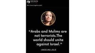 Fact Check: Angelina Jolie Did NOT Say That 'The World Should Unite Against Israel'