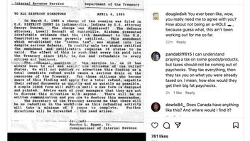 Fact Check: Image Does NOT Show An Authentic 1985 Memo From IRS Chief Stating That All Taxes Since 1913 Should Be Refunded