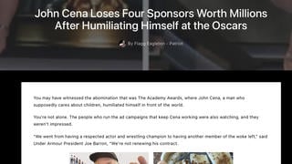Fact Check: NO Evidence John Cena Lost 'Four Sponsors Worth Millions After Humiliating Himself At The Oscars'