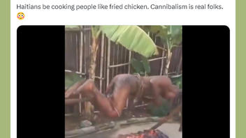 Fact Check: Video Does NOT Show People Being Cooked On A Spit By Cannibals In Haiti -- It Was 2018 Halloween Prop In China