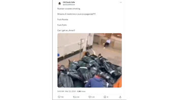 Fact Check: Video Does NOT Show A 'Corpse' In A Bodybag Smoking A Cigarette After Moscow Attack -- It's A 2020 Scene From A Music Video
