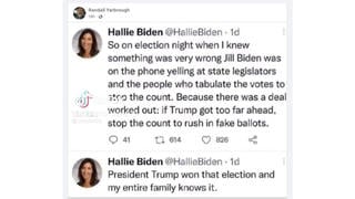 Fact Check: Hallie Biden Did NOT Write On X That Trump Won The 2020 Election -- Post Is From Suspended Account That Impersonated Her 