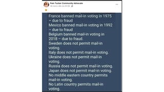 Fact Check: Meme Listing Countries That Forbid Mail-In Voting Is NOT Fully Accurate -- Especially As To Citizens Living Abroad