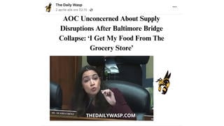 Fact Check: NO Evidence AOC Said 'I Get My Food From The Grocery Store' In Response To Supply Disruptions From Collapsed Baltimore Bridge -- It's Satire