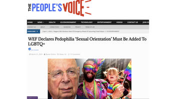 Fact Check: World Economic Forum Did NOT Declare 'Pedophilia' Is Sexual Orientation, Must Be Added To LGBTQ+