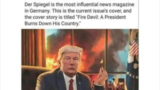 Fact Check: Post Mislabels As 'Current' A 4-Year-Old Der Spiegel Caricature Of 'Fire Devil' Trump Wielding Lit Match