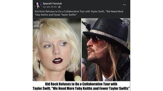 Fact Check: Satire Article Says Kid Rock Refuses To Do 'Collaborative Tour' With Taylor Swift
