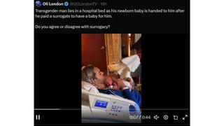 Fact Check: Video Does NOT Show Transgender Man Holding Surrogate Baby At Hospital
