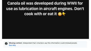 Fact Check: Canola Oil Was NOT First Developed As Engine Lubricant During WWII  