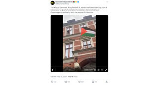 Fact Check: Video Does NOT Show Danish King Frederik X On Balcony Waving Palestinian Flag -- It's Someone Else