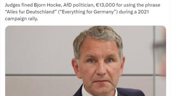 Fact Check: German Politician NOT Convicted, Fined For Simply Using Patriotic Phrase During 2021 Speech -- Penalty Has Broader Context