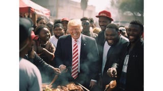 Fact Check: FAKE Image Of Trump Smiling With Black Supporters At Barbecue Shows Signs of AI