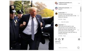 Fact Check: Fake Image Of Donald Trump In Police Custody After Guilty Verdict Is AI-Generated
