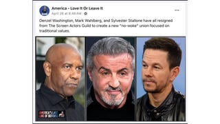 Fact Check: Denzel, Wahlberg, Sly Did NOT Quit SAG To Form 'No-Woke' Actors Union -- Claim Is From Satire Site