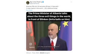 Fact Check: Albanian PM Did NOT Call US, Soviet Union, Israel 'Major Devils' Himself -- That Was Previous Albanian Regime's World View
