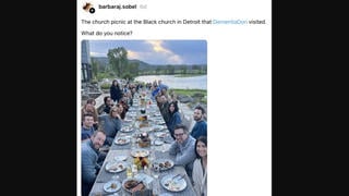 Fact Check: Photo Does NOT Show A Picnic At Black Detroit Church Visited By Trump In June 2024 -- It Shows Group Of Celebrities At A Fishing Lodge In Idaho