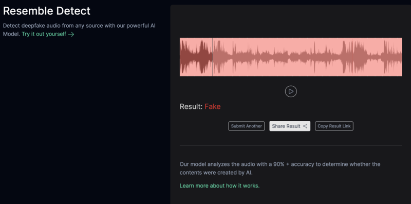 Audio AI Detector Fake Result Screenshot.png