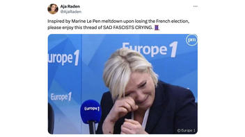 Fact Check: Image Does NOT Show Le Pen Crying After Losing 2024 French Elections -- Crying With Laughter in 2017