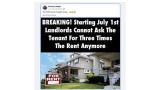 Fact Check: NO Federal Law Bars Landlords From Charging 3 Times Rent For Security Deposit As Of July 1, 2024