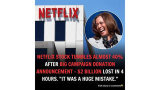 Fact Check: Netflix Stock Did NOT Fall 40% After Campaign Donation Announcement -- It's A Satirical Post