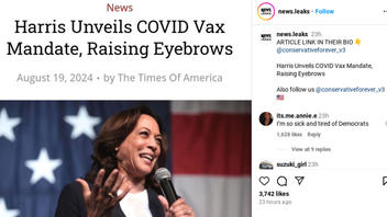 Fact Check: Kamala Harris Did NOT 'Unveil' National COVID Vaccination Mandate -- It's Just For Her Campaign Employees