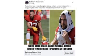 Fact Check: Travis Kelce Was NOT Fined $10 Million For Taking A Knee During National Anthem